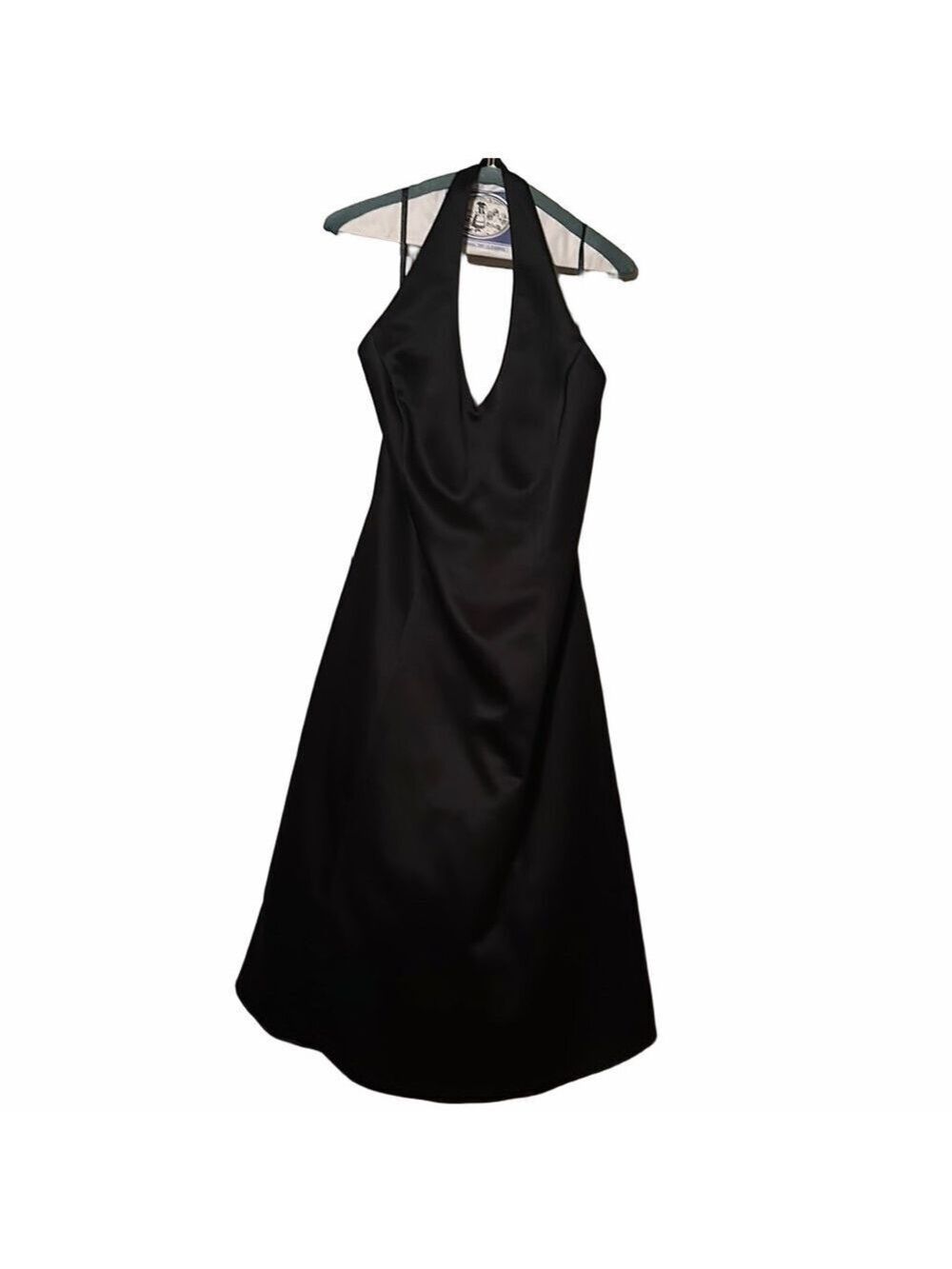 Black Satin Halter Dress